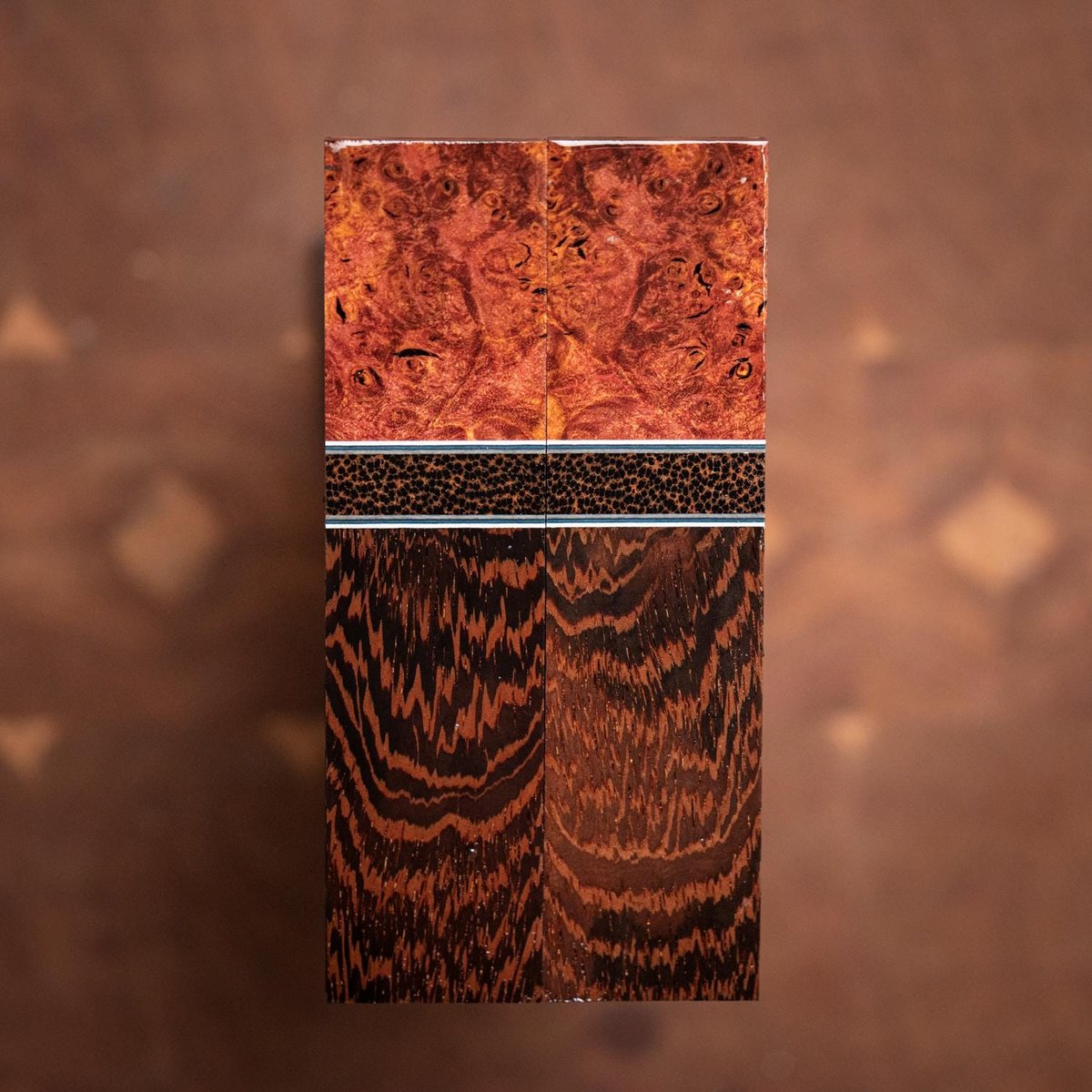 Maple Burl, Black Palm, and Wenge LINED Combination Scales - s-255
