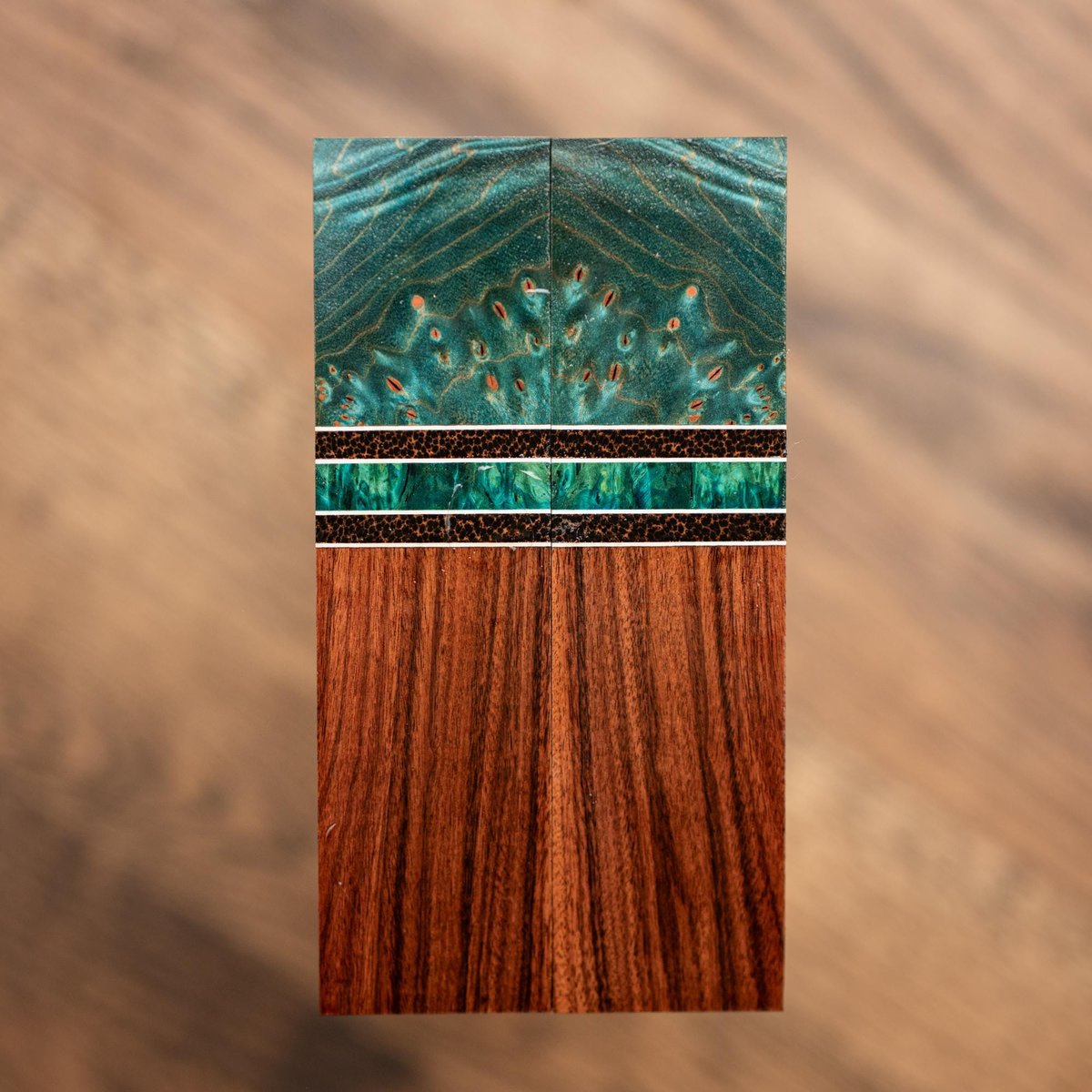 Maple Burl, Black Palm, and Bolivian Rosewood Combination Knife Scales - s-282