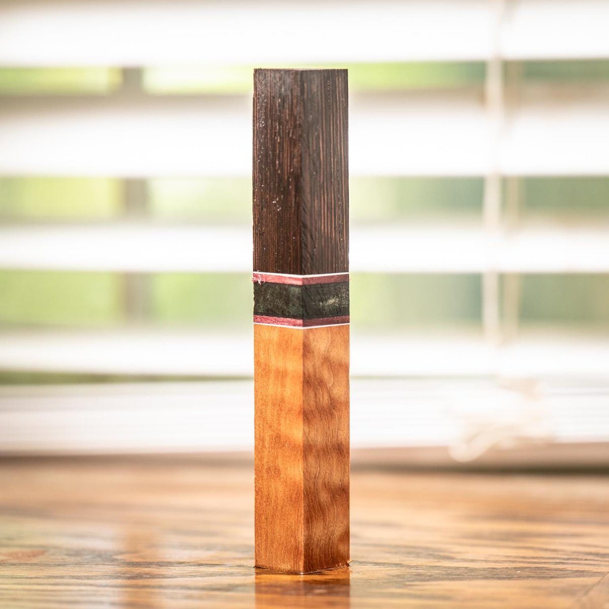 Wenge, Purple Heart, Buckeye Burl, and Quilted Maple Pen Blank - Segmented - pen-28