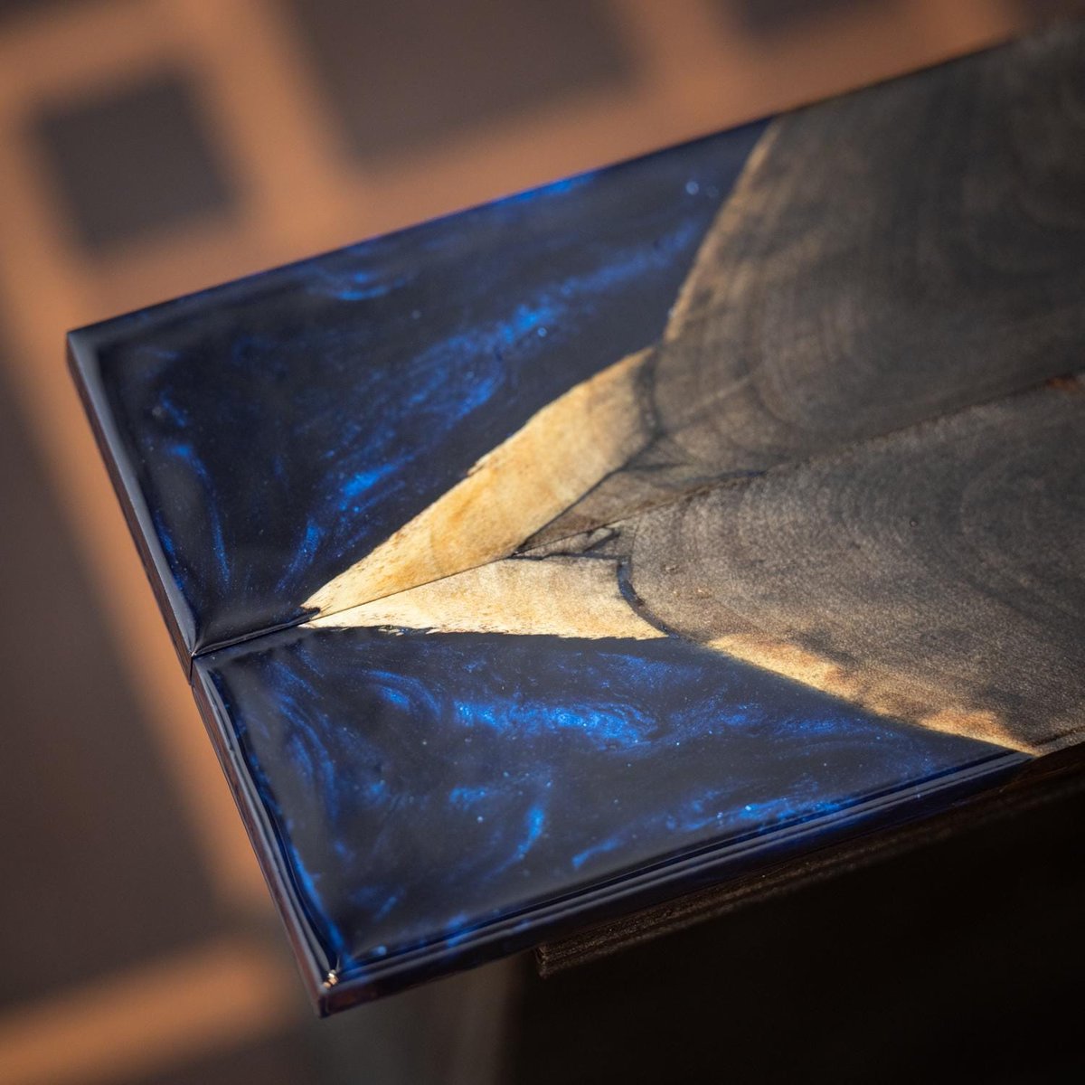 Buckeye burl with Resin Knife Scales - Live Edge - Stabilized - Book Matched - burl-56