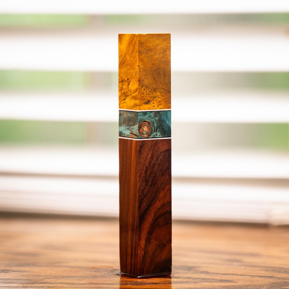 Cheese Burl, Maple Burl, and Bolivian Rosewood Pen Turning Blank - pen-41