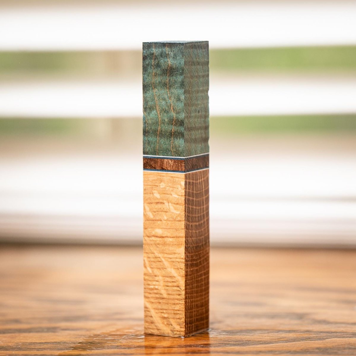 Curly Maple, Claro Walnut, and Quarter Sawn Oak Pen Turning Blank - pen-55