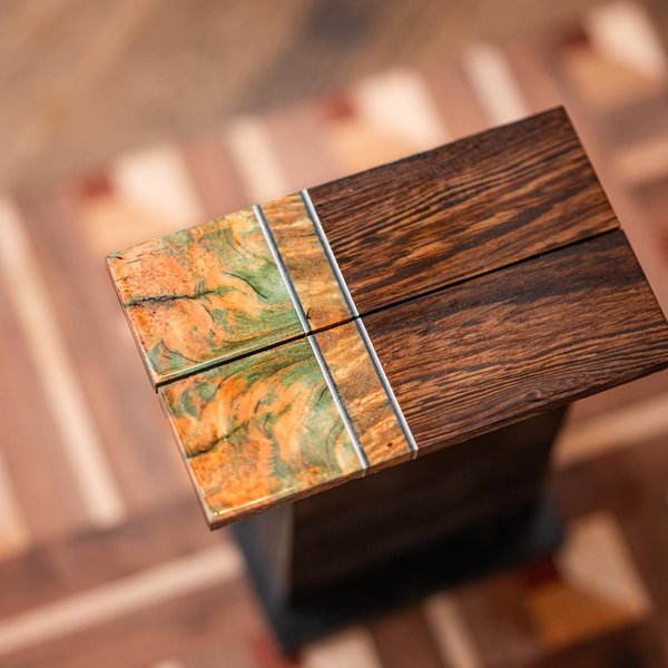 Wild Cherry Burl, Amboyna Burl, and Wenge Combination Knife Scales - s-176
