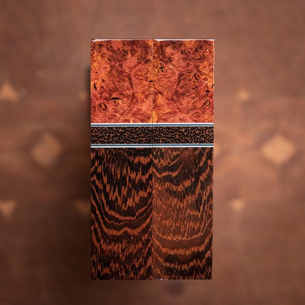 Maple Burl, Black Palm, and Wenge LINED Combination Scales - s-255