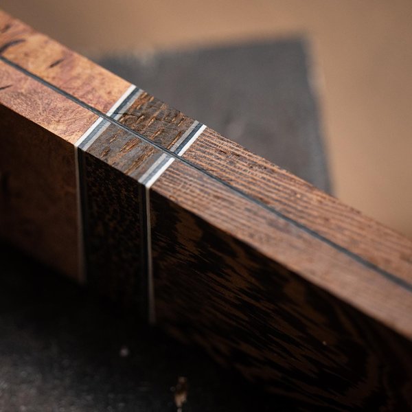 Maple Burl, Black Palm, and Wenge LINED Combination Scales - s-255
