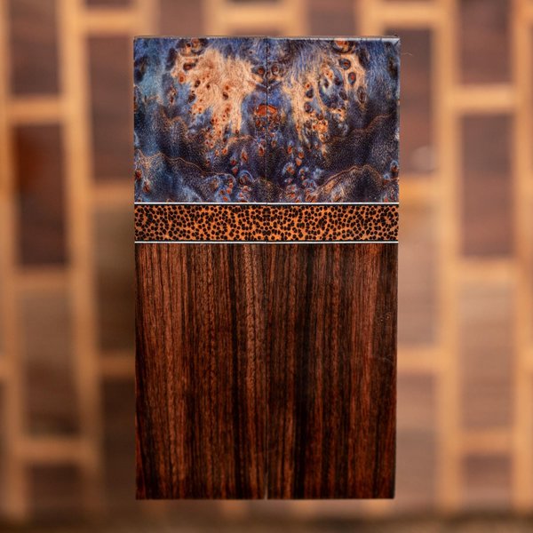 Maple Burl, Palm, and Bolivian Rosewood Combination Knife Scales - s- 273