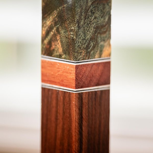 Pen Blank - Mimba Burl, Red Grandis, and Bolivian Rosewood - Stabilized - pen-39