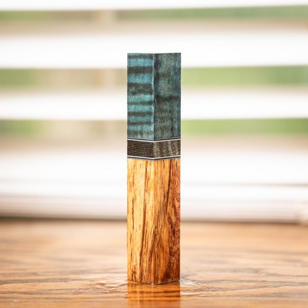 Curly Maple, Claro Walnut, and Spalted Oak Pen Turning Blank - pen-54