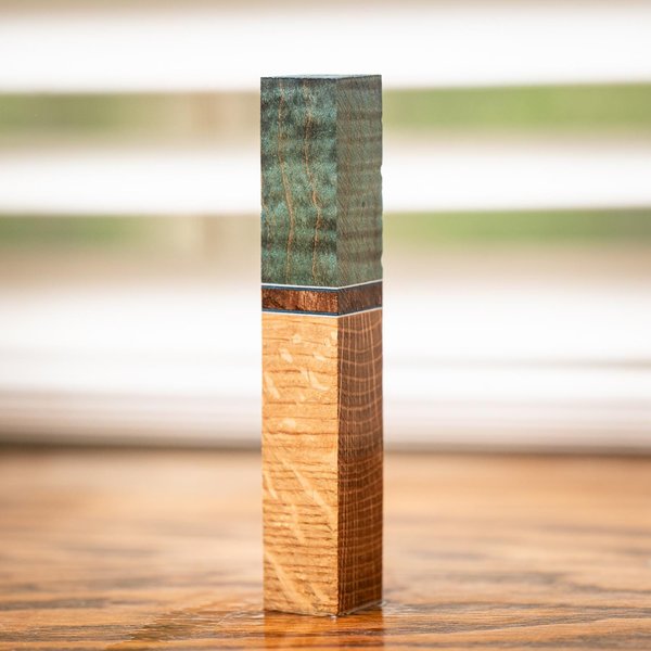 Curly Maple, Claro Walnut, and Quarter Sawn Oak Pen Turning Blank - pen-55