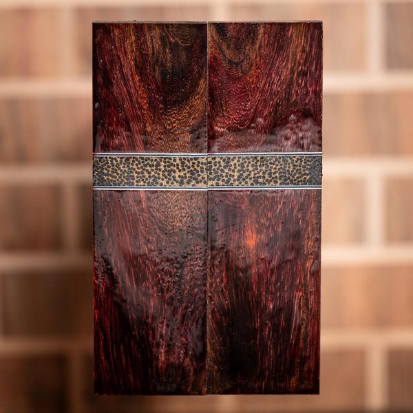 Asian Rosewood and Red Palm Combination Knife Scales - Stabilized - Book Matched - s-319