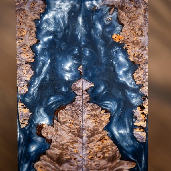 Maple Burl and Resin Knife Scales - Stabilized - Book Matched - burl-67