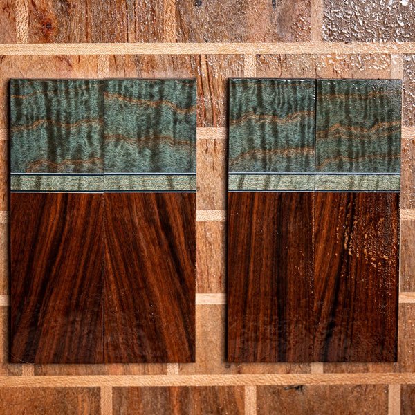 TWO PACK - Curly Maple and Bolivian Rosewood Combination Knife Scales - s-327