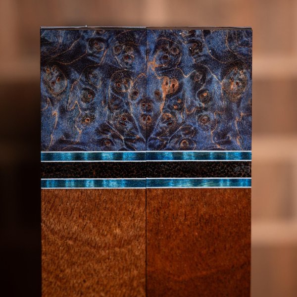 Maple Burl, Black Palm, and Mahogany Combination Knife Scales - s-329